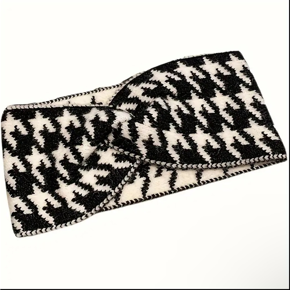 Nwot Asos Houndstooth Pattern Reversible Head Wra… - image 4